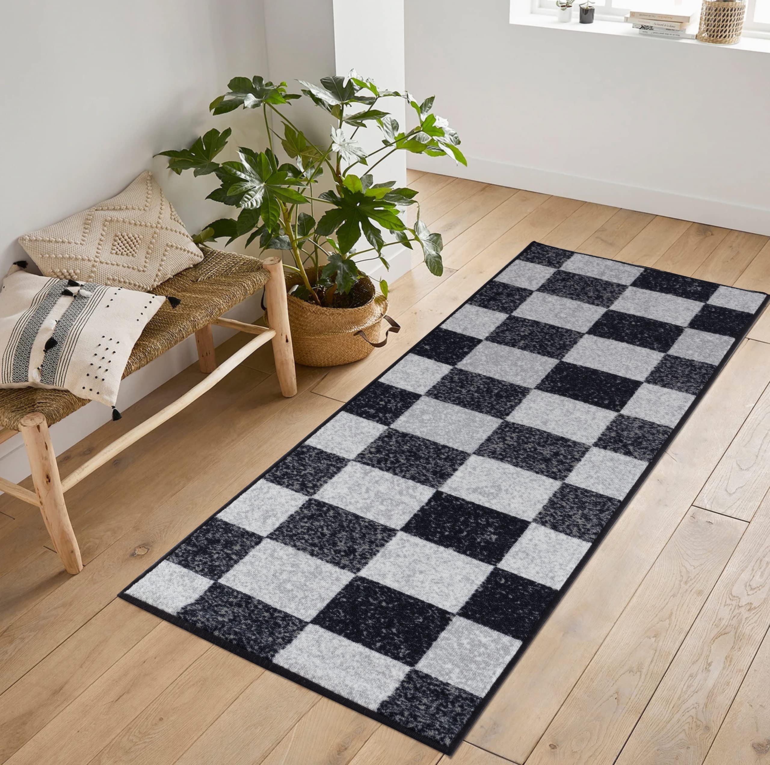 Washable Door Mat Kitchen Mats Non Slip Geometrical Design Hall Runner- Indoor Door Mat - Hallway-Passage Corridor Doormats - Floor Mat