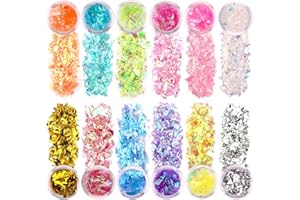 SAVITA 12 Colors Iridescent Glitter Flakes Holographic Nail Sequins Chunky Glitter Irregular Resin Epoxy Paint Art Craft Fest
