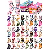 Ramede 48 Pairs Flower Socks for Women Novelty Funny Floral Crew Socks Bulk Colorful Sock Gifts for Ladies Men Dress