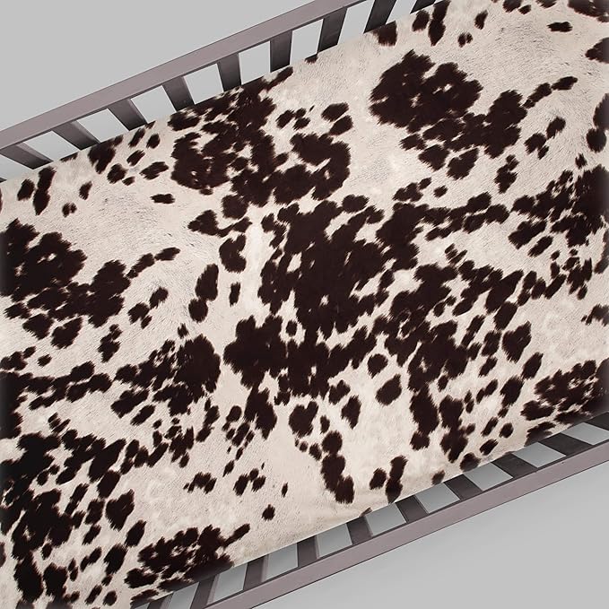 cow print crib sheet