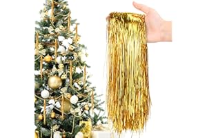 PALONU 6000 Strands Gold Christmas Strand Tinsel Icicle,19.7" Tinsel Foil Fringes Shiny Icicles Garland Christmas Tree Glitter Hanging Decorations for Indoor Outdoor Home Holiday Party Supplies