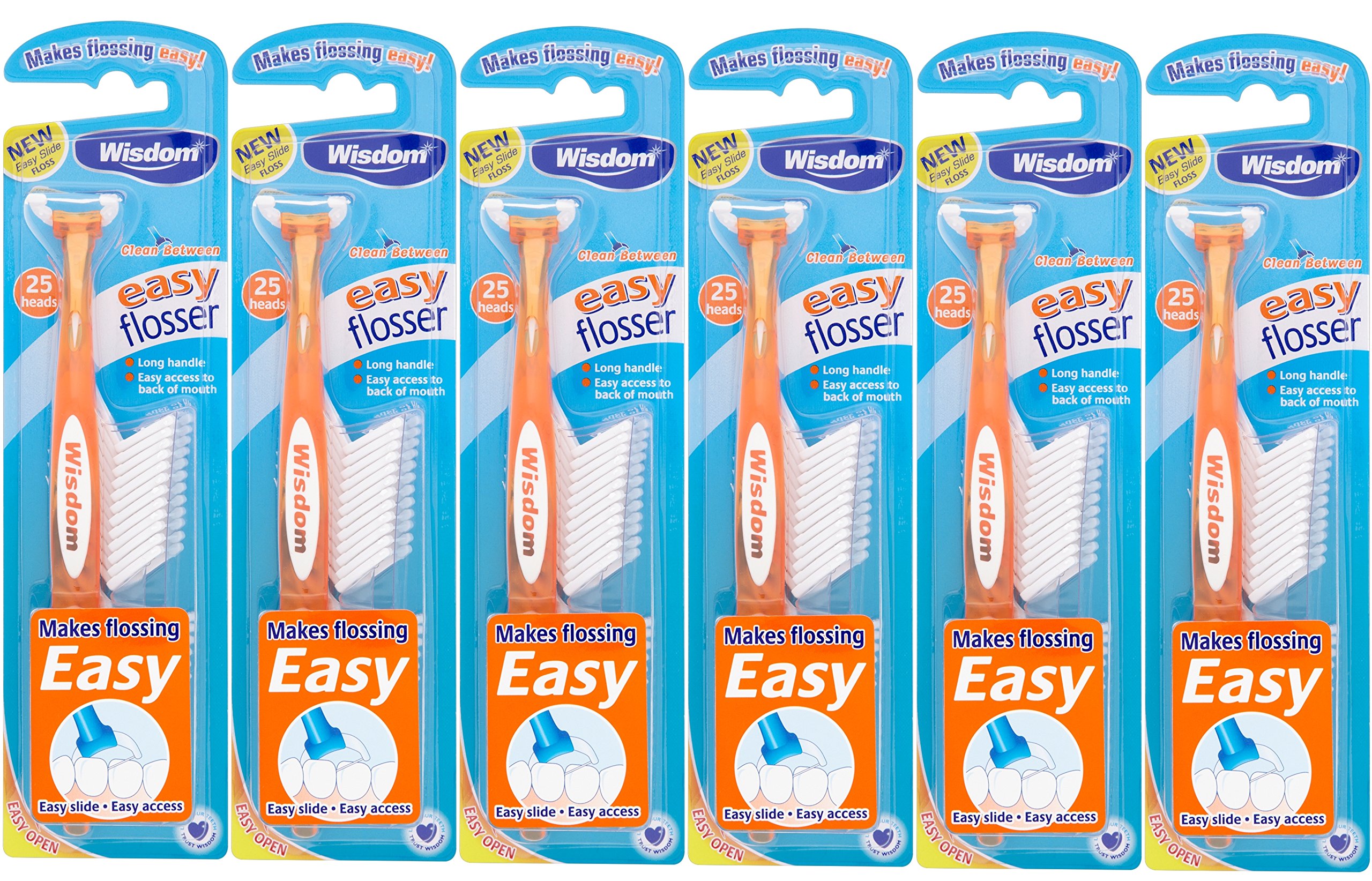 Wisdom Toothbrushes Easy Daily Flosser Inc Refills, 25-Piece, Pack of 6