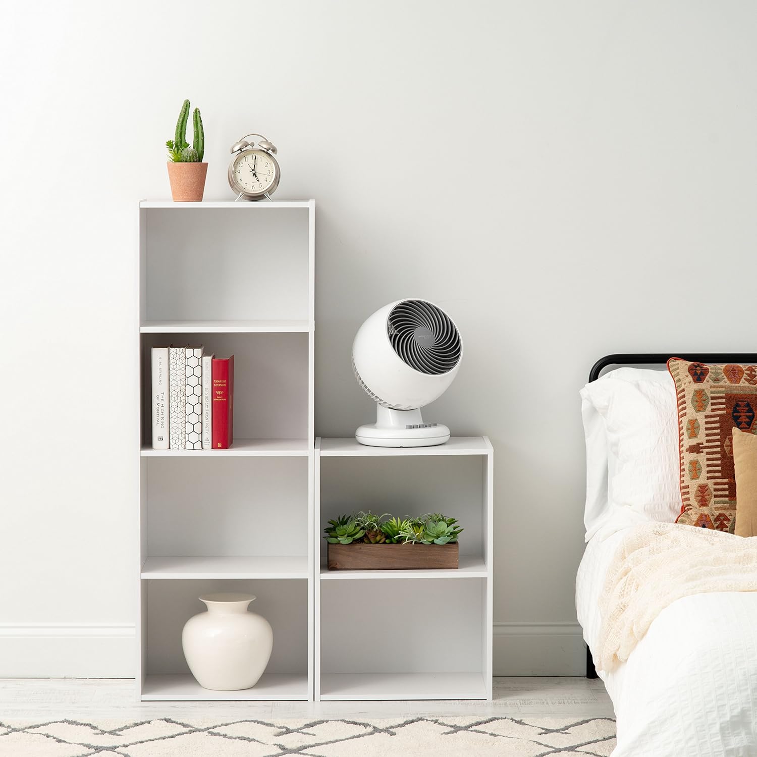 IRIS USA 2-Tier Wood Storage Shelf, White 596166: Home & Kitchen