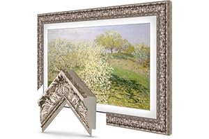 Deco TV Frames - Tuscan Silver Smart Frame Compatible ONLY with Samsung The Frame TV (3" Color Chip)