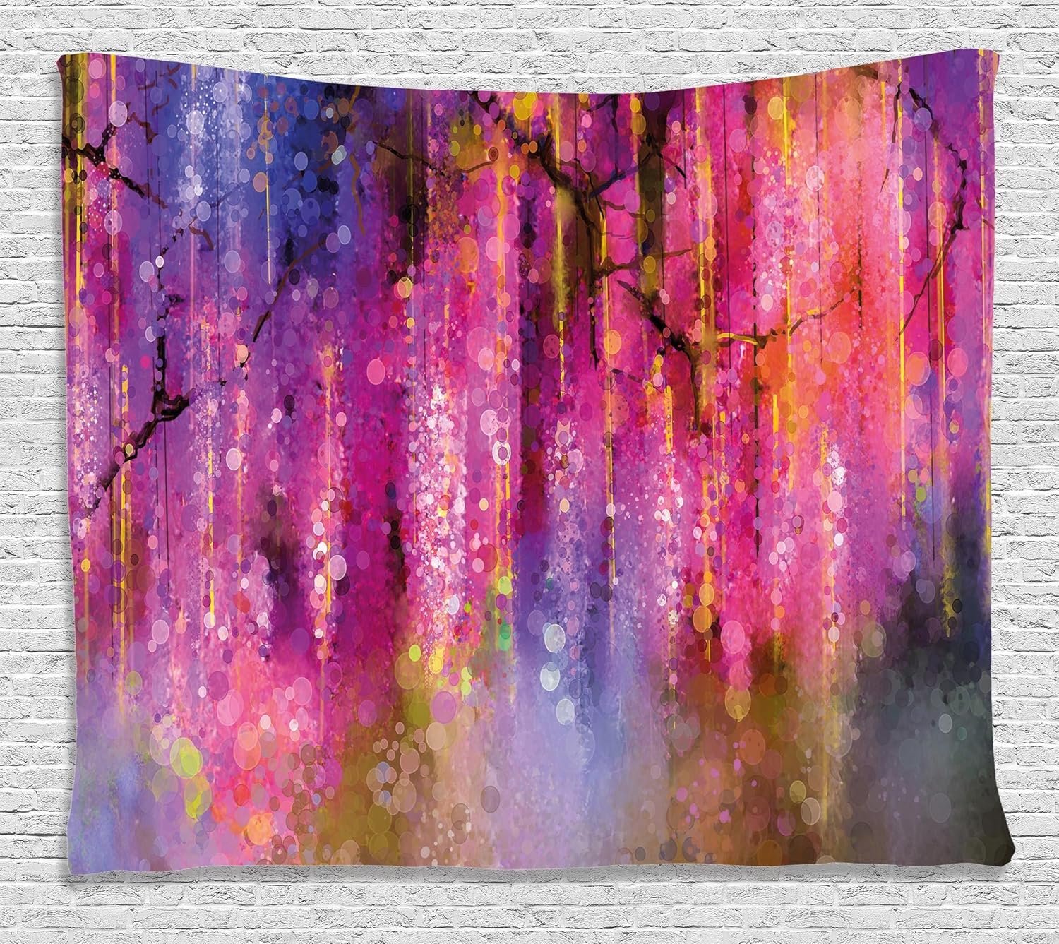 Ambesonne Watercolor Flower Home Decor Tapestry By Blossom Cluster Background Like Neon Pollination Growth Paint Wall Hanging For Bedroom Living