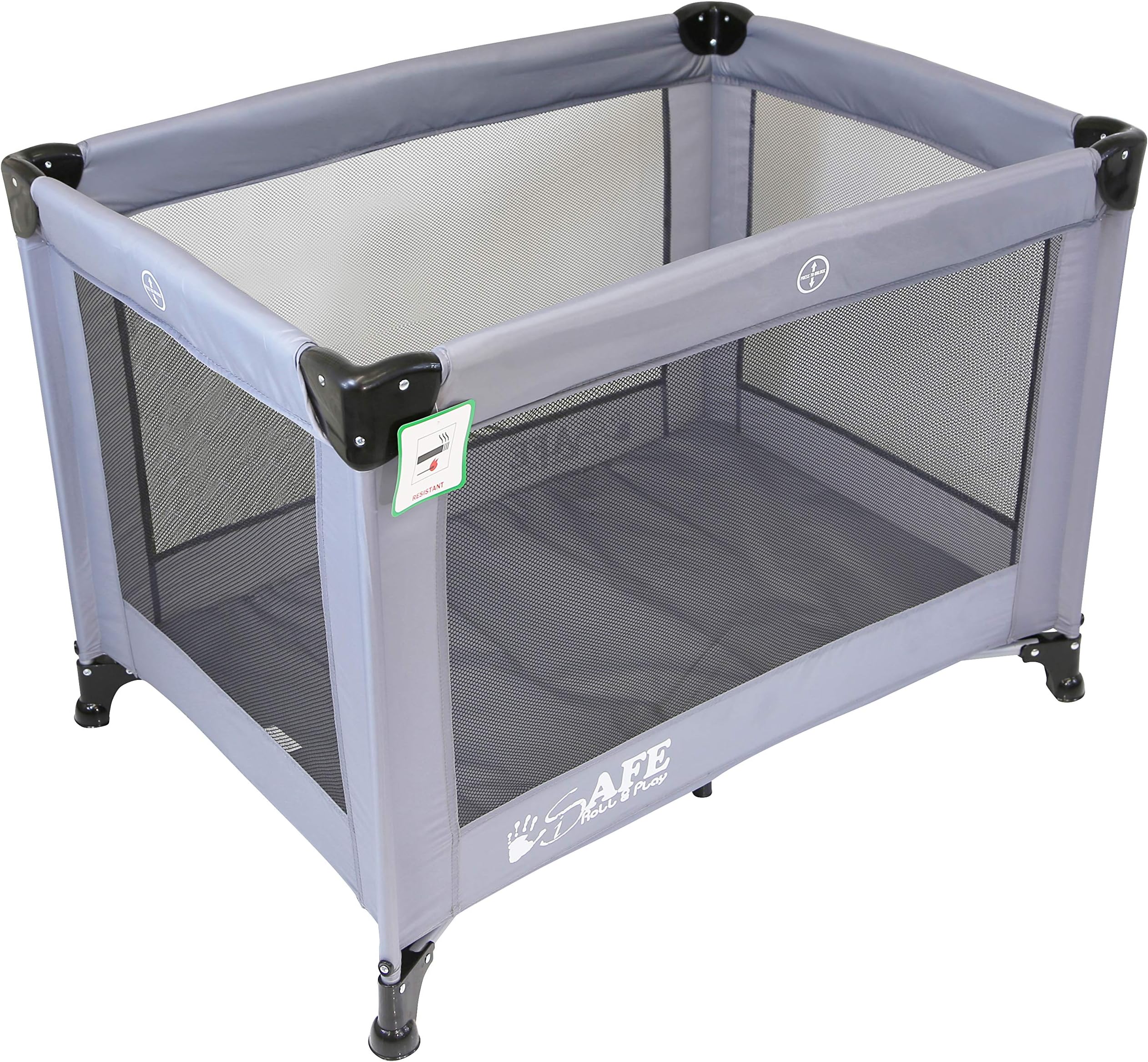 iSafe Roll & Play (96 cm x 66 cm) Luxury Travel Cot/Playpen - (Grey)