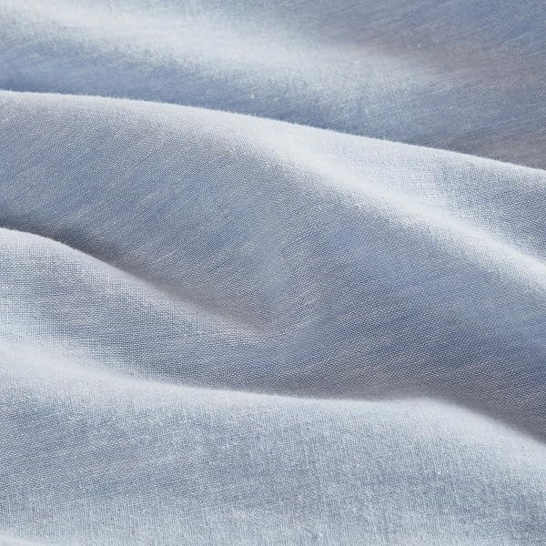 HYDE LANE LINEN DUVET COVER SET QUEEN SIZE, 3PCS TEXTURED FRENCH FLAX LINEN COTTON BLEND BEDDING SET, NATURAL AND ORGANIC, SOFT AND BREATHABLE, WITH 2 PILLOW SHAMS, 90″X90″, BLUE