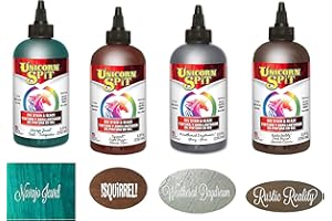 Unicorn SPiT Gel Stain and Paint Complete Fall 2017 Collection - Squirrel, Navajo Jewel, Weathered Daydream and Rustic Reality 8 oz Bottles