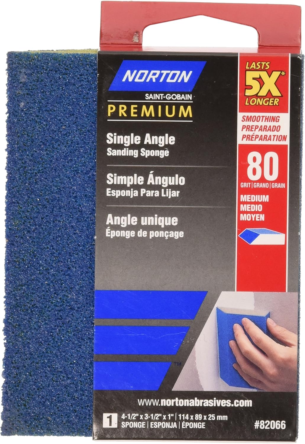 Norton 82066 5X 80 Grit Single Angle Sanding Sponge by Norton Abrasives