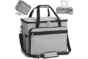 FINESUN Sewing Machine Bag, Foldable Deluxe Sewing Machine Carrying Case for Brother, Singer, Bernina and Most Machines (Grey, 3in1)