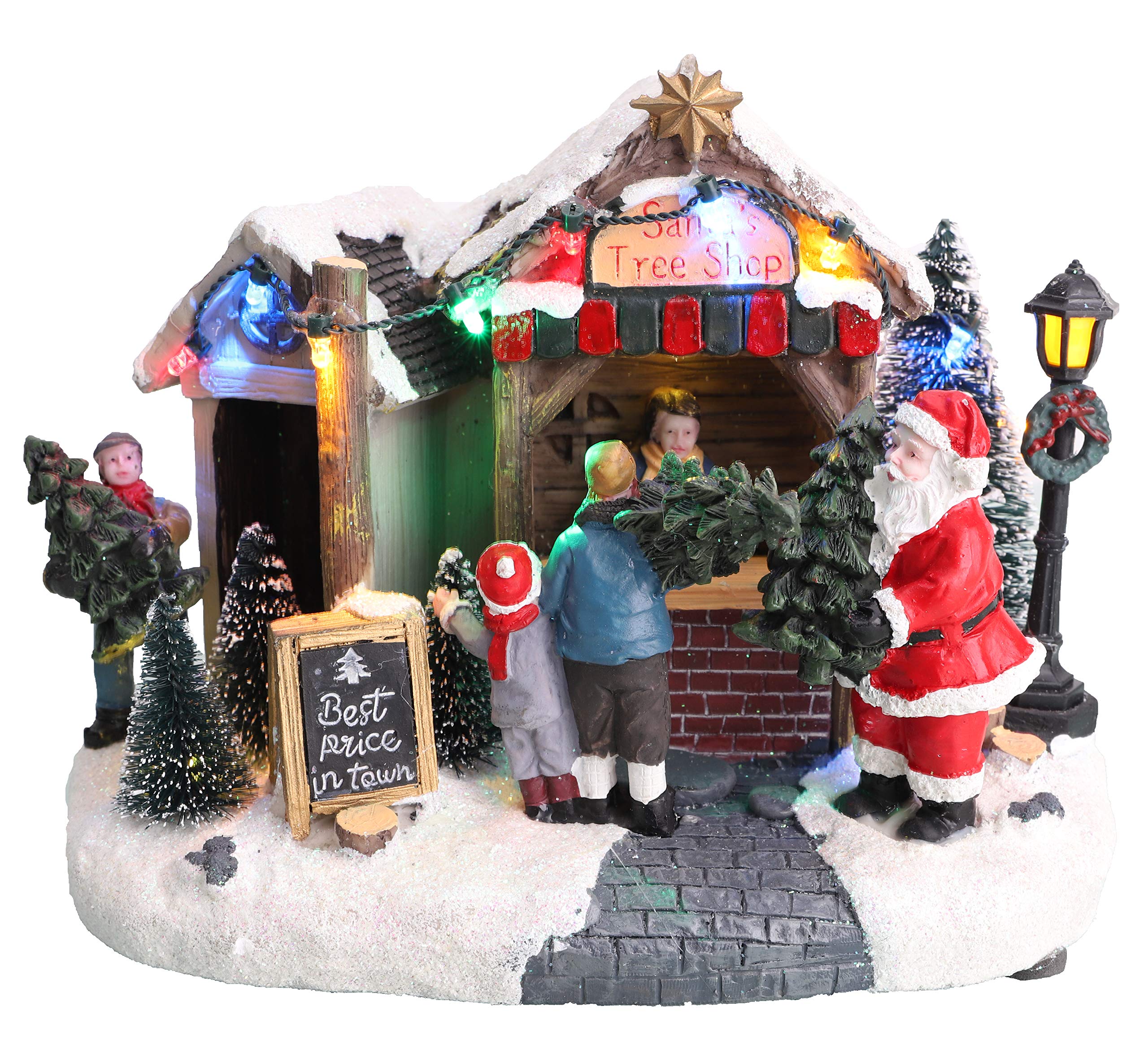 Christmas Concepts® LED Light Up Christmas Village Scene - 200mm (8") (Santa's Tree Shop)