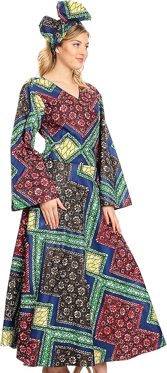ankara long wrap dress