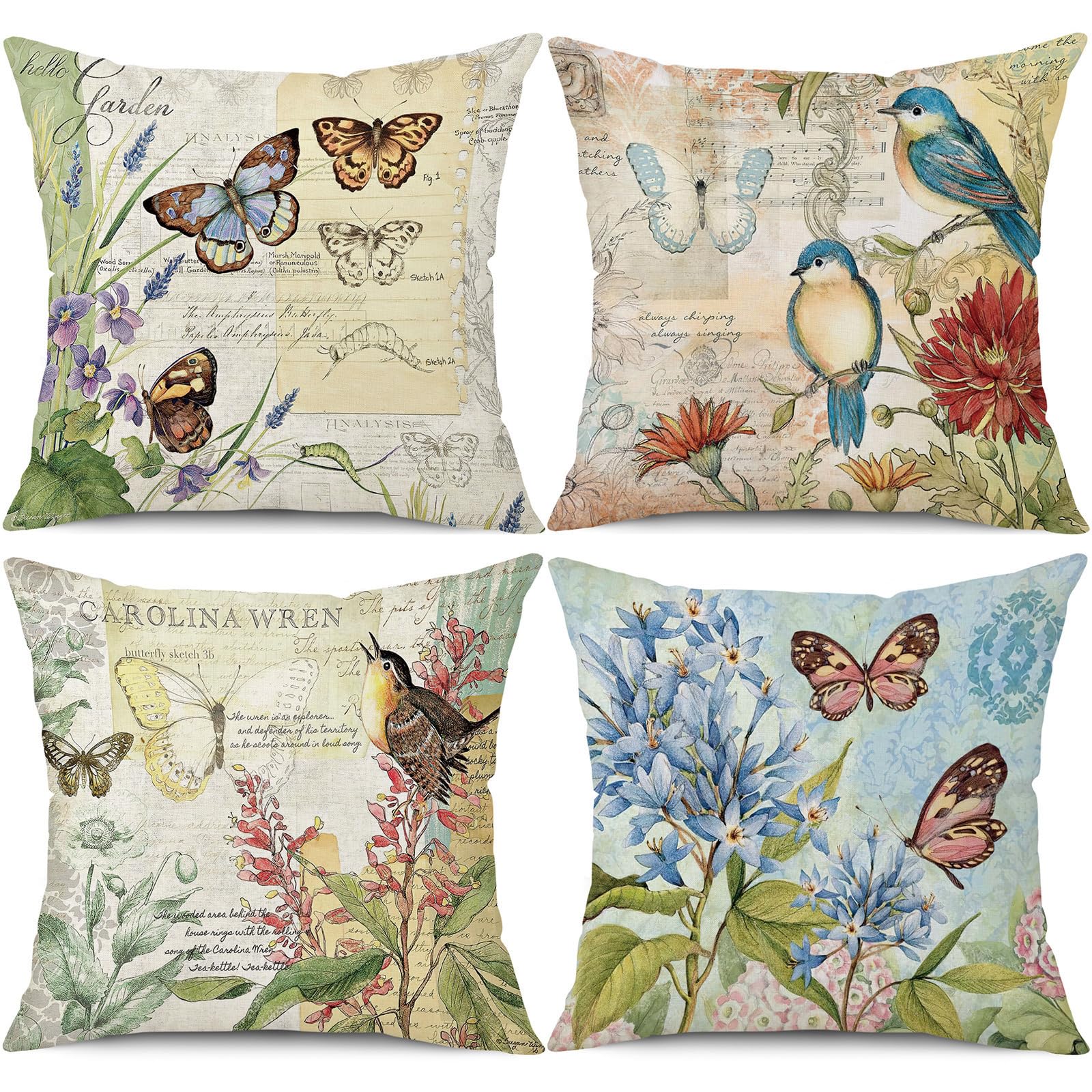 wyooxoo Spring Pillow Covers 20x20 Set of 4 Farmhouse Pillow Covers Outdoor Decorative Throw Cushion Case for Sofa Couch Living Room