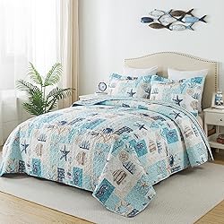 HoneiLife King Size Quilt Sets - 3 Pieces Coastal
