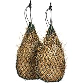 Majestic Ally 2 pcs Slow Feed 42&rdquo; Hay Net for Horses, Strong Small 2x2&rdquo; Holes, Nylon Rope Hanging, Adjustable Travel Feeder for Trailer and Stall, Simulates Grazing, Reduce Waste
