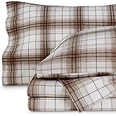 Bare Home Cotton Flannel Sheet Set Prints, 100% Cotton, Velvety Soft Heavyweight - Double Brushed for Softness & Comfort - Deep Pocket - Bed Sheets (Full, Chesapeake Plaid - Neutral)