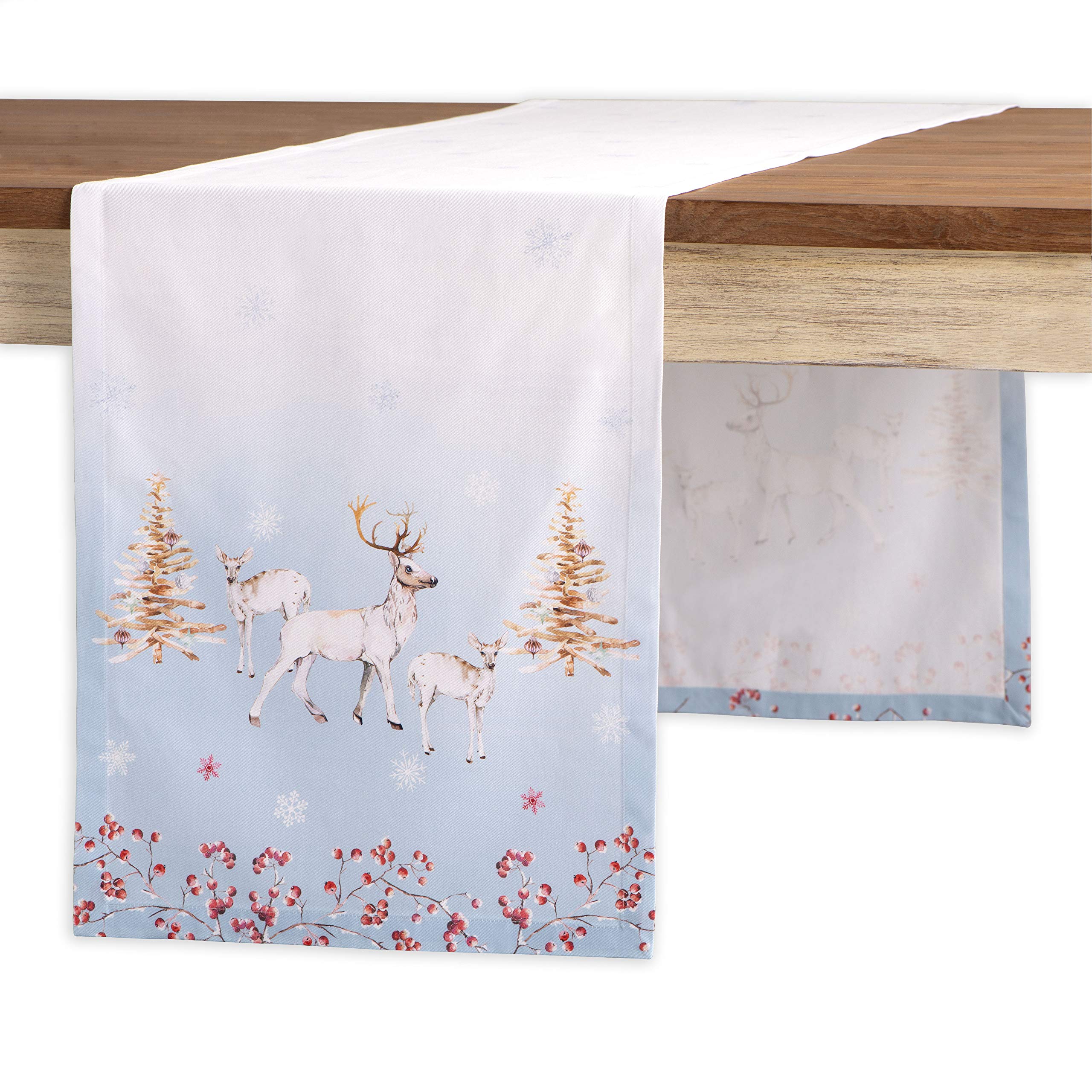 Maison d' Hermine Table runner 100% Cotton Single Layer Table Runners 180 CM long for Christmas Decorations Home Kitchen Dining Party Wedding Bridal Shower (Fairy Tale Forest, 37 cm x 180 cm)