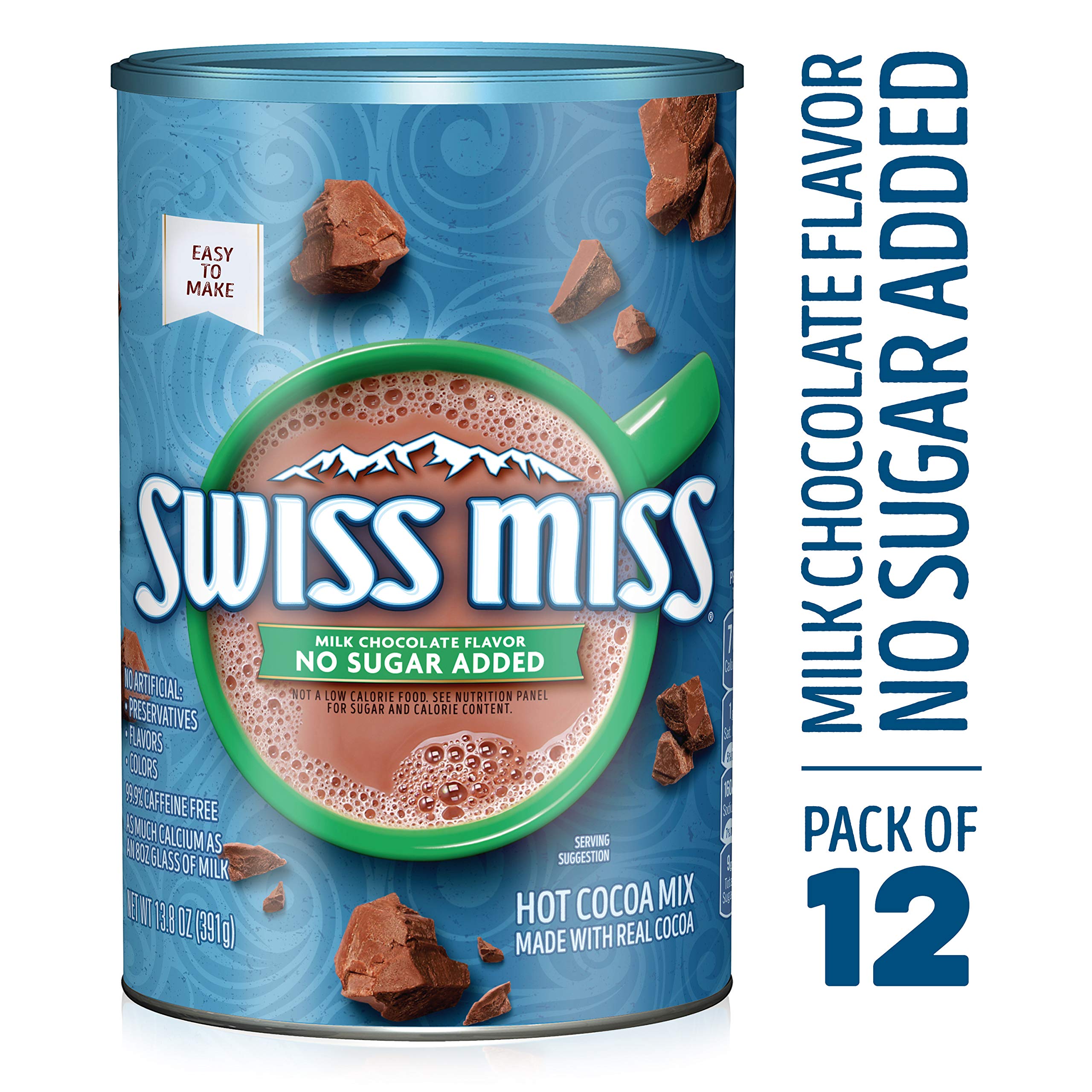 Swiss Miss Milk Chocolate Flavor No Sugar Added Hot Cocoa Mix, 13.8