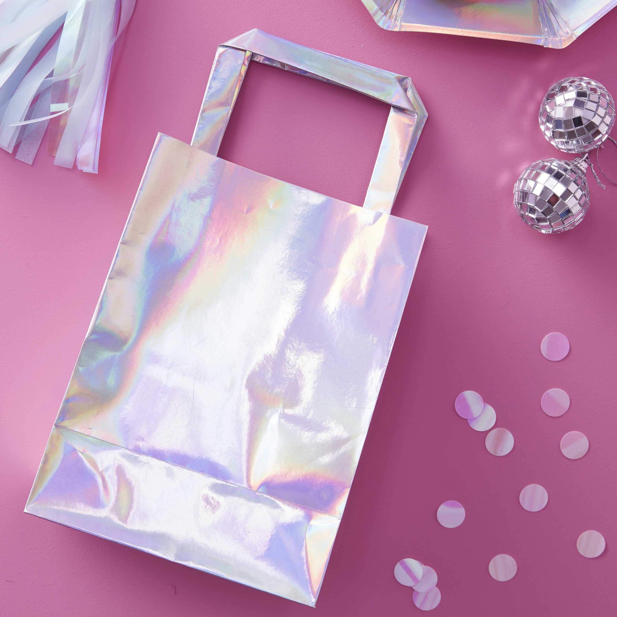 Ginger Ray Iridescent Rainbow Holographic Party Bags 5 Pack - Iridescent Party