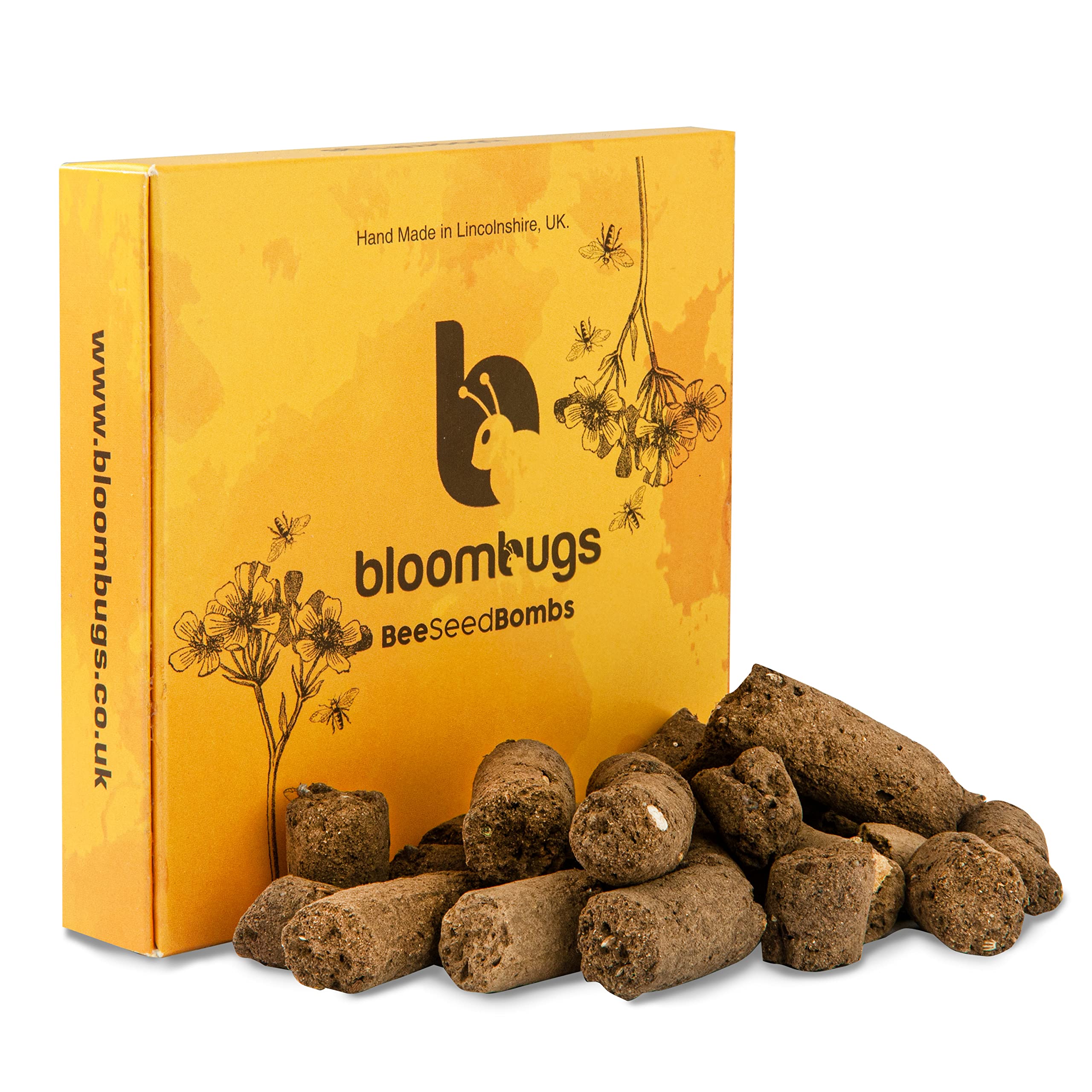 Bloombugs Native Wildflower Bee & Butterfly Seed Bomb Balls | 26 UK Species, Handmade in Lincolnshire | Sustainable Gardening Gift, No Skills Needed, RHS Approved | Covers 30 Sq Ft