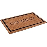 BirdRock Home Go Away Coir Doormat | 18 x 30 Inch | Standard Welcome Mat with Black Border and Natural Fade | Vinyl Backed | Outdoor
