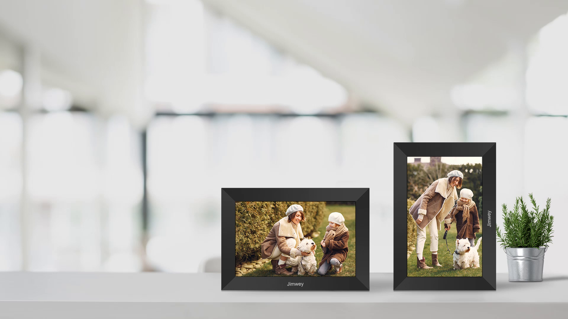 Jimwey Digitaler Bilderrahmen WLAN Elektronischer Fotorahmen WiFi mit