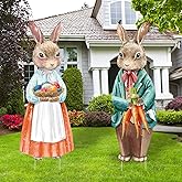 Capoda 2 Pack Easter Decorations Outdoor Yard Signs Vintage Bunnies Easter Eggs Yard Stake with H Stands for Holiday Party Spring Patio Lawn Garden Decor