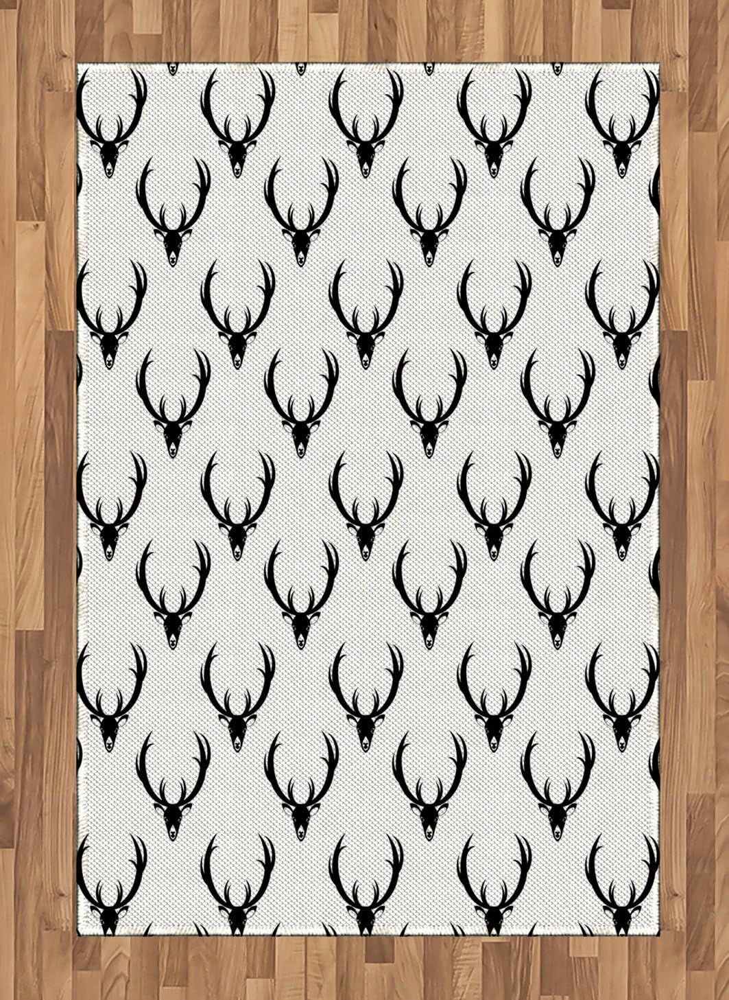 Lunarable Antlers Area Rug, Monochrome Deer with Horn