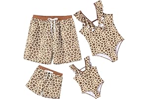 IFFEI Mommy and Me Swimsuits One Piece Pattern Printed V Neck Bathing Suits Family Matching Swimwear