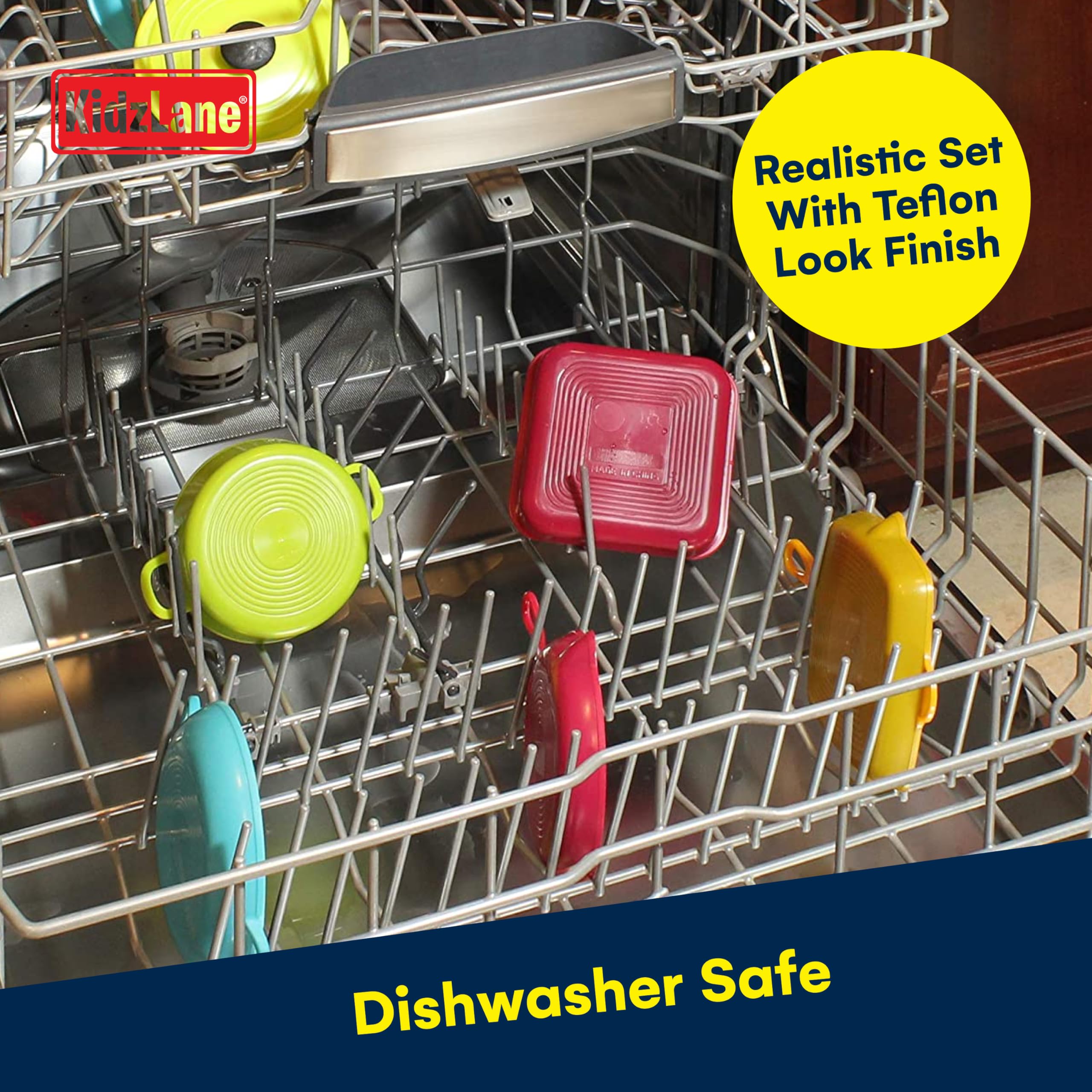 Kidzlane Kids Play Pots and Pans for Toddlers | Durable Mini Cooking Set for Kids Toy, BPA Free, Dishwasher Safe | Kids Pots and Pans Playset | Pretend Play Kitchen Accessories for Kids and Toddlers