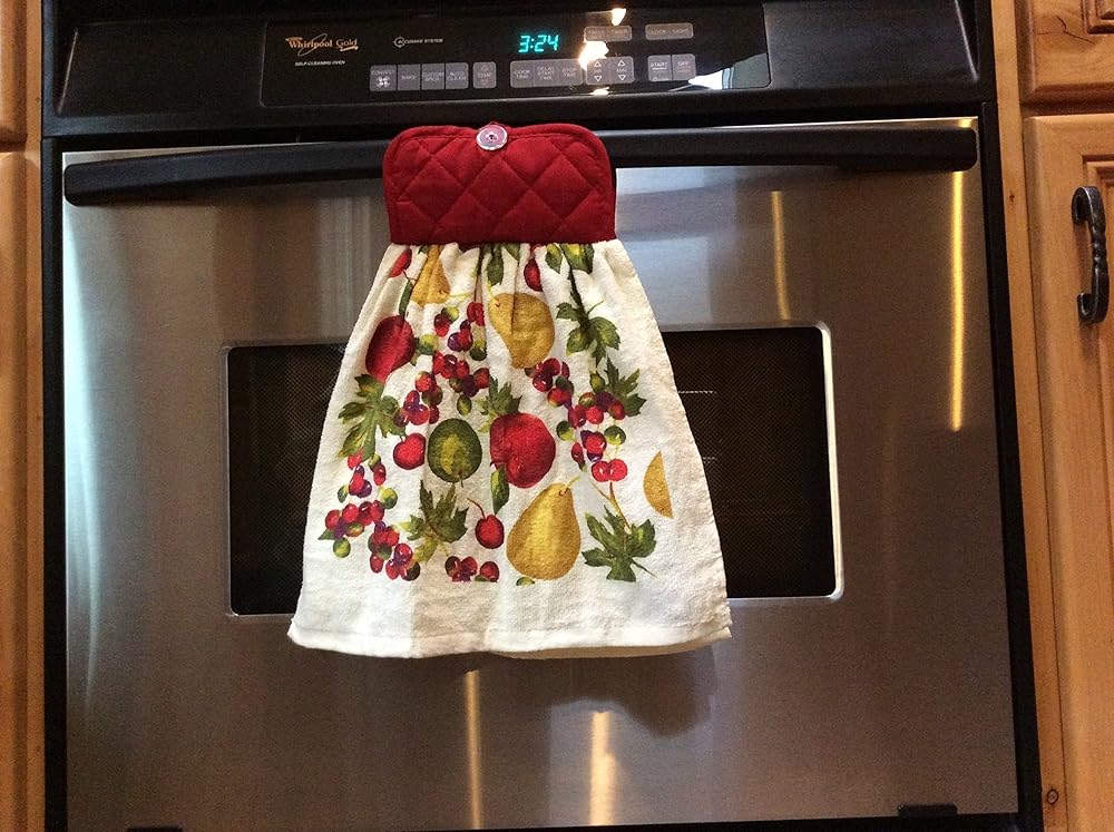 Decorative Kitchen Towel and attached Potholder Combination