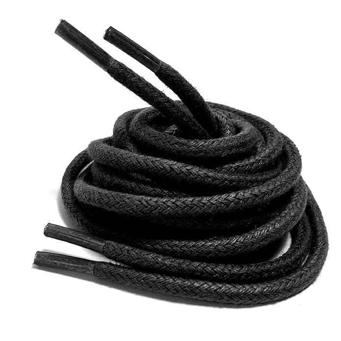 Waxed Cotton Round Shoe Laces Black or Brown, 75cm, 100cm, 120cm, 140cm