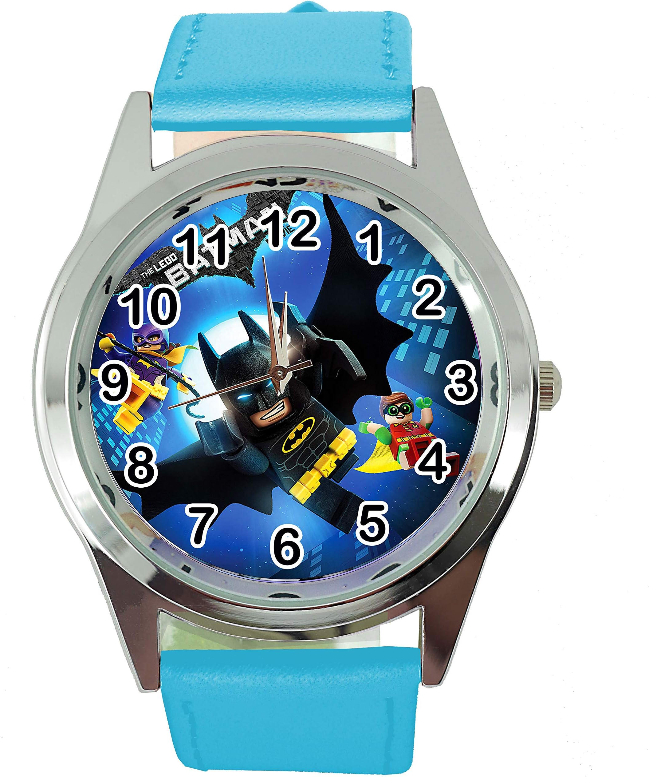 TAPORT® Batman Kids Quartz Round Watch Blue Leather Band