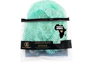 BELLANOMI African Exfoliating Net Sponge, Authentic, Ethically sourced from Nigeria, 45 inches Long, Back Scrubber for Daily use (Seafoam)