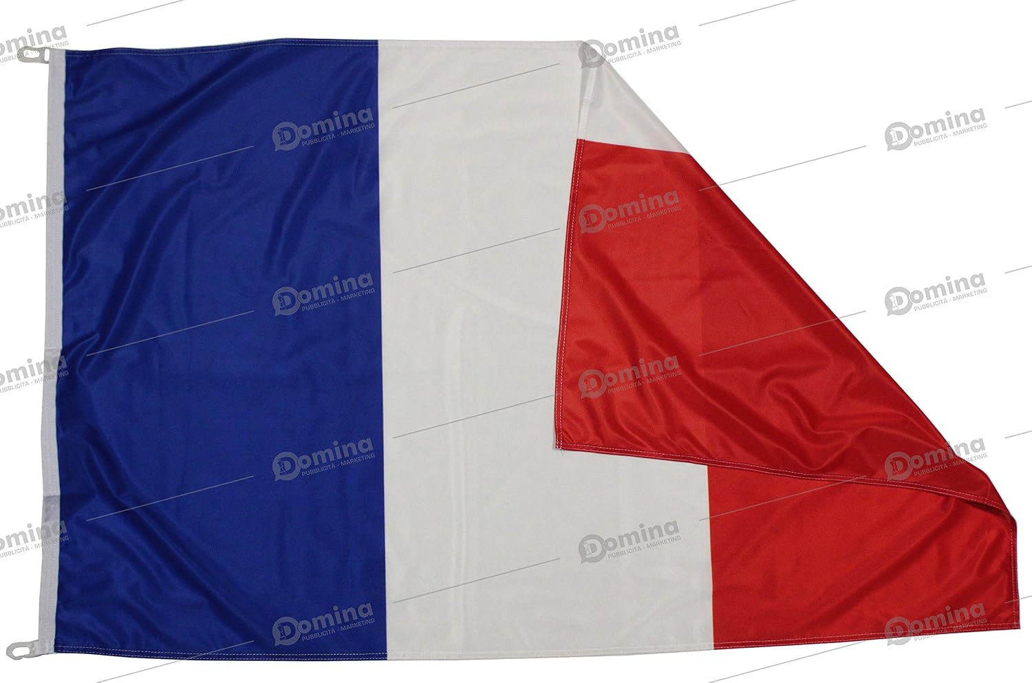 Domina France flag 150x100 cm in windproof nautical fabric 115g/m², French flag 150x100 in washable fabric, professional flag 150x100cm with snap hooks, double perimeter seam and reinforcement ribbon - Image 3
