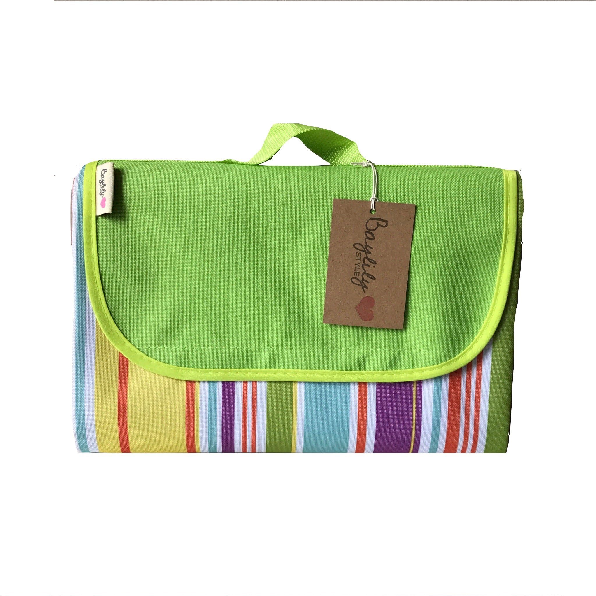 Baylily Style extra large 195x145cm waterproof sandproof picnic blanket- striped. Ideal for picnics, camping, outdoors, festivals, beach etc
