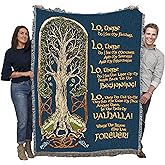 Pure Country Weavers The Viking Prayer Blanket - Tree of Life - Norse Gift Tapestry Throw Woven from Cotton - Made in The USA (72x54)