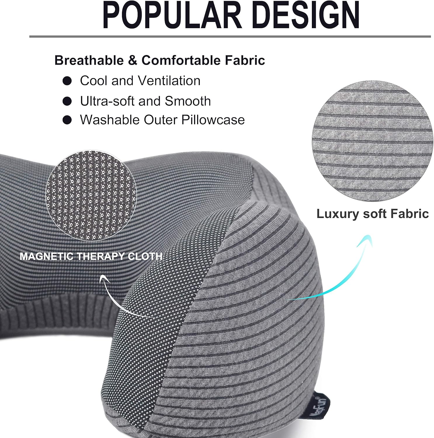 napfun Neck Pillow for Traveling, Upgraded Travel Neck Pillow for Airplane 100% Pure Memory Foam Travel Pillow for Flight Headrest Sleep, Luxury Plane Accessories, Dark Grey: Kitchen & Dining