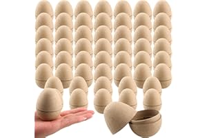 54 Pcs Paper Mache Easter Eggs 3.15 Inch Brown Unpainted Empty Egg Fillable Paper Eggs for Easter Hunt DIY Holiday Decoration