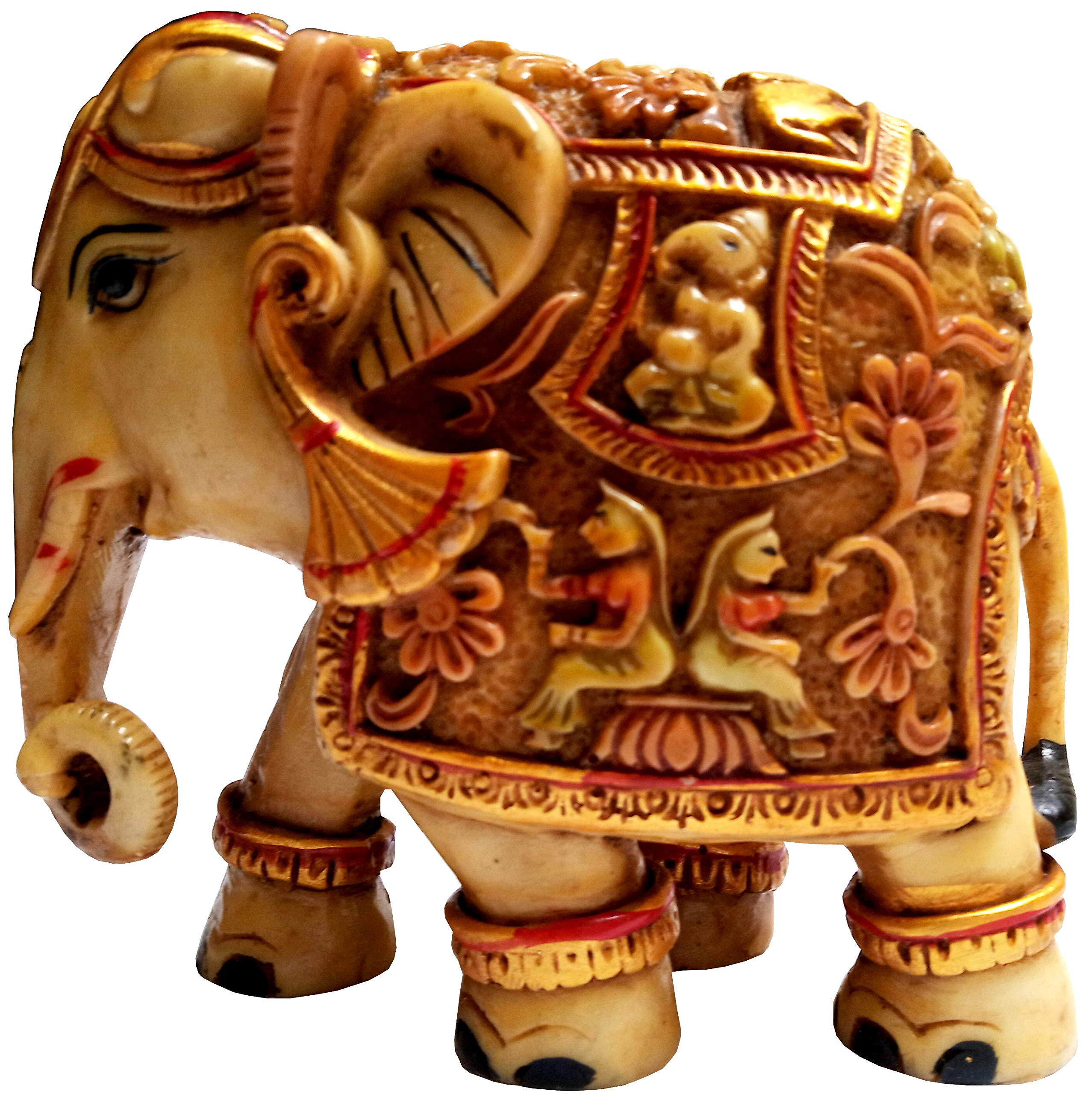 Purpledip Resin Idol 'Airavat, Elephant of the Gods': Hindu Mythology Design Statue (12006)