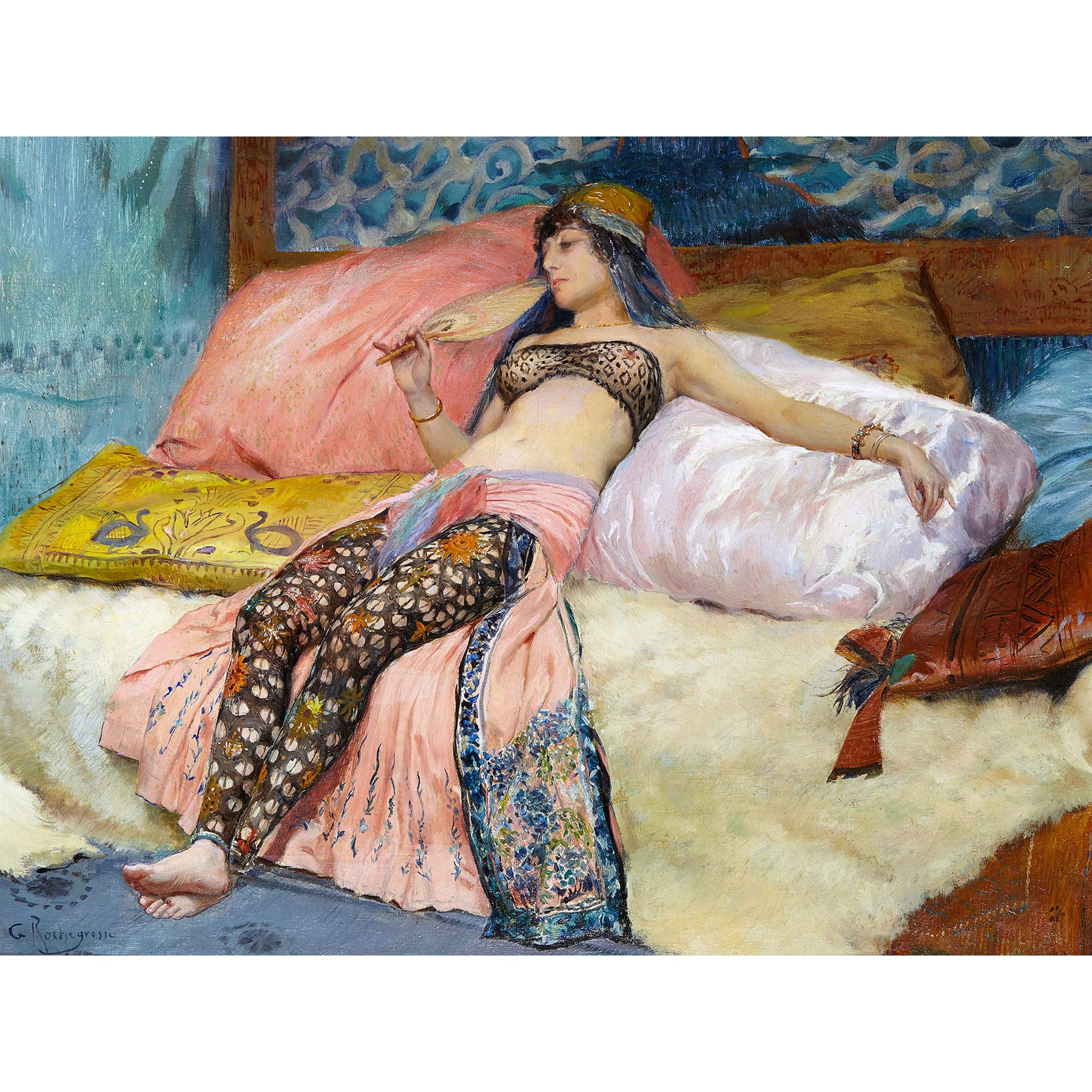 Artery8 Rochegrosse Portrait Sarah Bernhardt Pillows Bed Painting Premium Wall Art Canvas Print 18X24 Inch