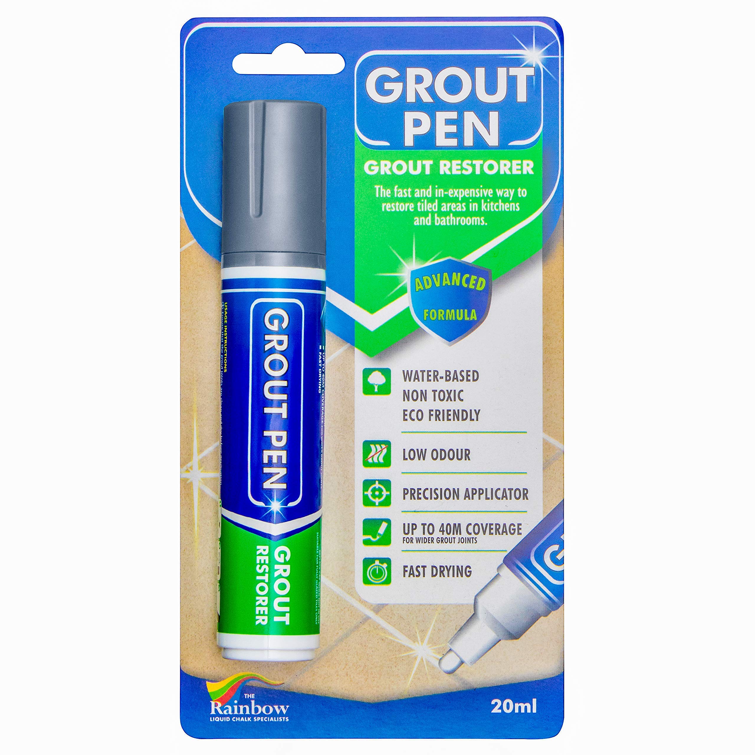 Rainbow Chalk Large Grout Pen Revives & Restores Stained Tile Grout