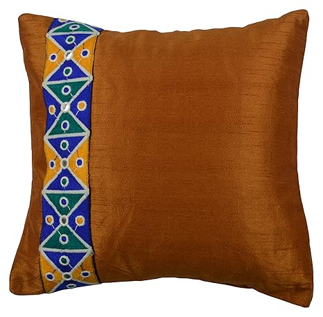 Buy Zariattic Silk Handmade Decorative Designer Bronze Cushion