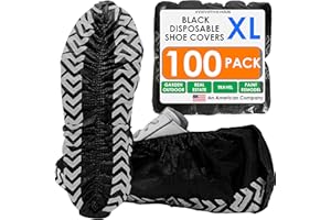 Innovative Haus 100 Pack (50 Pairs) Black Extra Large Disposable Boot and Shoe Covers Disposable - Indoors Reusable Booties for Shoes Covers - Non Slip Treads - Fits US Men's 14 and Women's 16