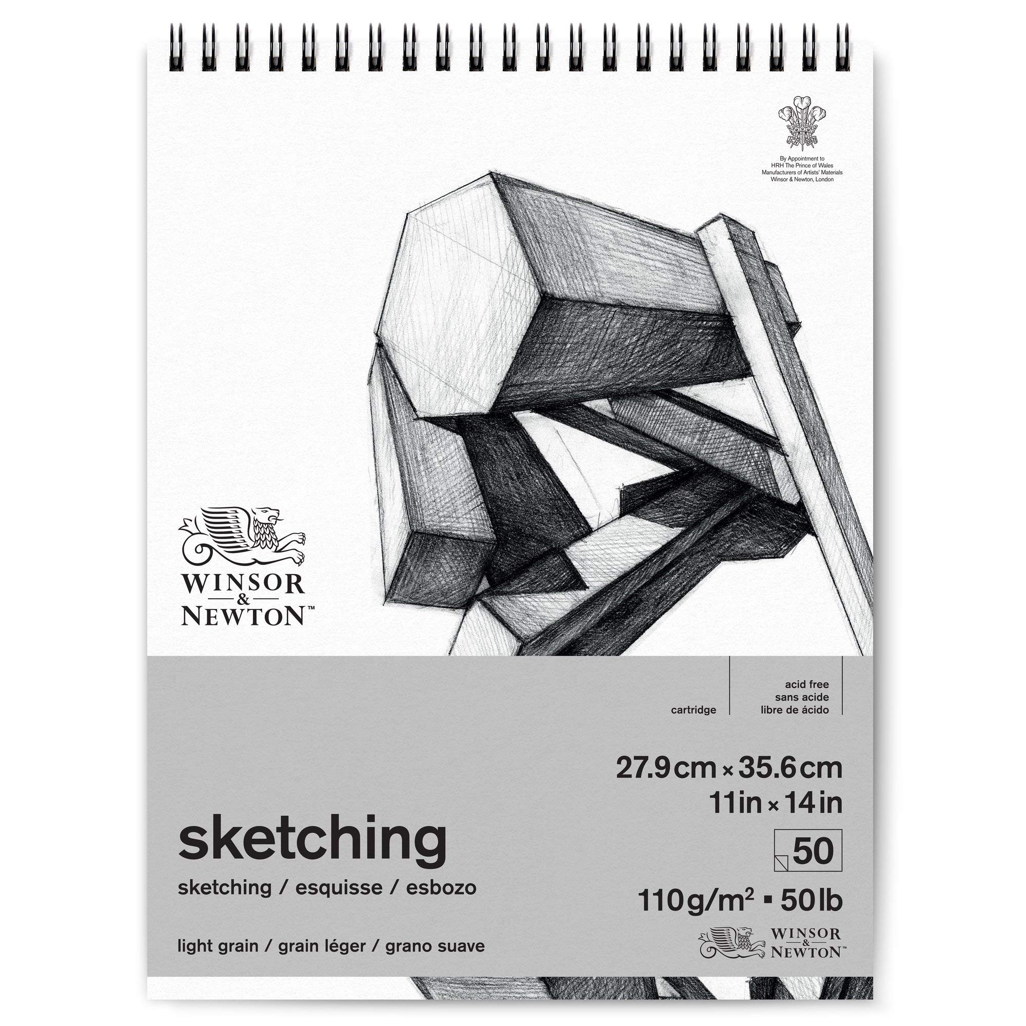 Winsor & Newton 6672007, Extra White, 27.9 x 35.6 cm, 50 Sheets Sketch Paper in Spiral Pad, Pack of 50