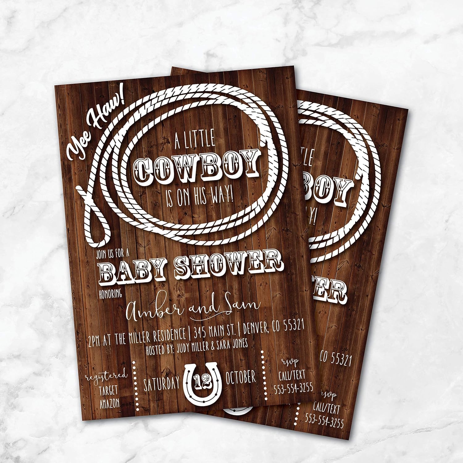 Amazoncom Cowboy Baby Shower Invitation Western Baby Shower Invite Rustic Baby Shower Drive Thru Little Cowboy Yee Haw Handmade