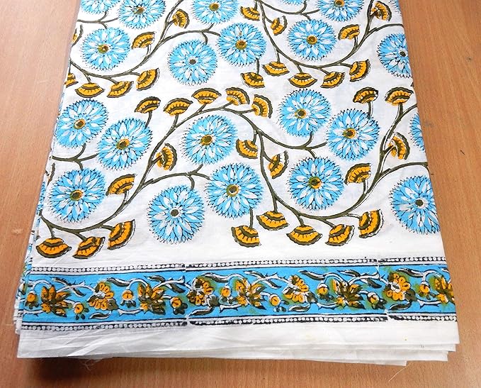 4 6 M De Tissu Imprime Fantaisie En Coton Pour Rideaux De Sol Decoration D Interieur Motif Floral Serviettes De Table Tissu En Coton Naturel Imprime Sanganeri Tapis De Couture Auto Cicatrisant Amazon Fr Bienvenue