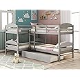 Four Bunk Bed Twin-Over-Twin-Over-Twin-Over-Twin L Shaped Bunk Bed with Trundle, Bunk Bed Can be Divided into 2 L-Shaped Beds for Accommodating 5, Family, Kids, Teens, No Box Spring Needed