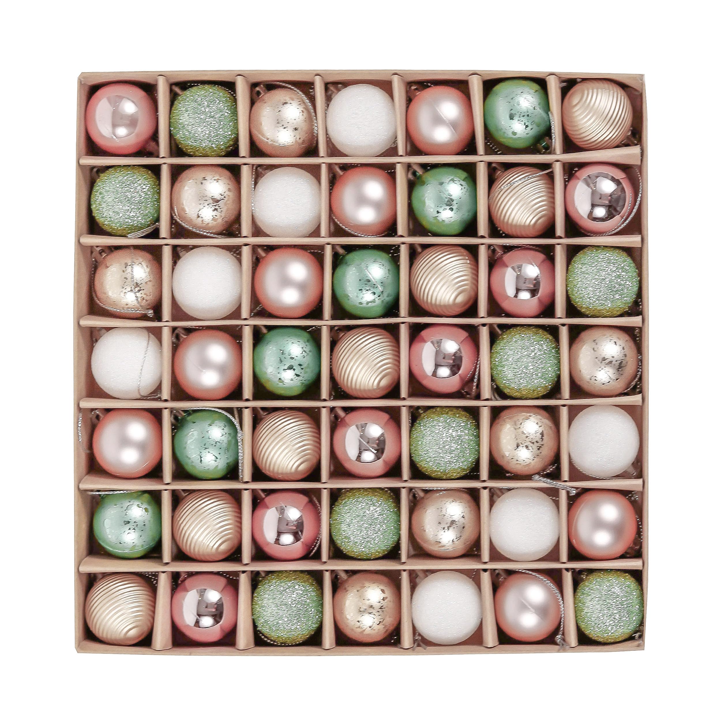 Valery Madelyn Christmas Baubles, 49pcs 3cm Green and Pink Gold Baubles for Christmas Tree, Shatterproof and Ball Ornaments
