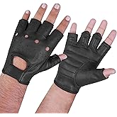 Royal Coalition Men's Leather Gloves Racing Fingerless Motorcycle Lambskin Glove W/Breathable Open Knuckle